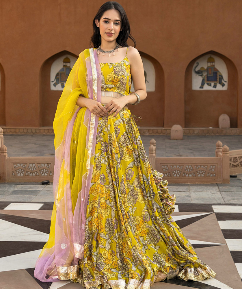 Dazzling Dyeable Banarasi Chanderi Silk Lehenga Set: Exquisite Elegance  with Georgette Dupatta - Buy Now